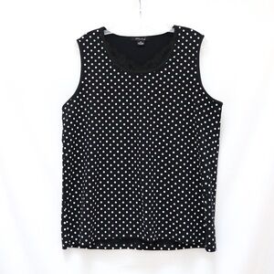 Michel polka dot print sleeveless top cotton casual lounge 2X summer black white